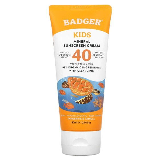 Kids, Mineral Sunscreen Cream, SPF 40, Tangerine & Vanilla, 2.9 fl oz (87 ml)