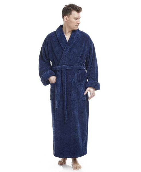 Men's Shawl Collar Full Ankle Length Fleece Bathrobe