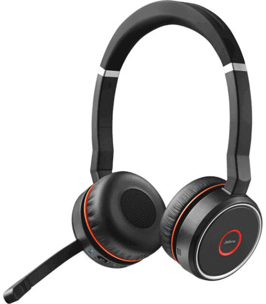 Jabra Evolve 75 MS Stereo - Headset - Head-band - Office/Call center - Black - Red - Binaural - Digital