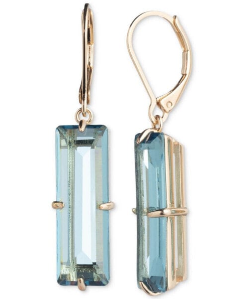 Gold-Tone Baguette Stone Drop Earrings