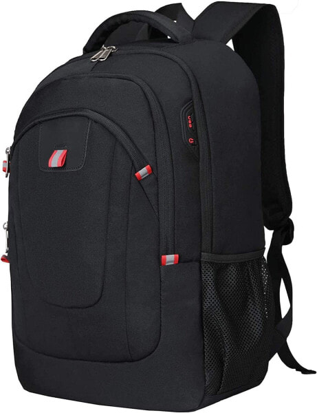Мужской рюкзак для ноутбука красный Waterproof Anti-Theft Backpack, 17.3 Inch Laptop Backpack with USB Port, School Backpack, Large Business Notebook Backpack for Work and Travel, For Men and Boys, J-blau-4