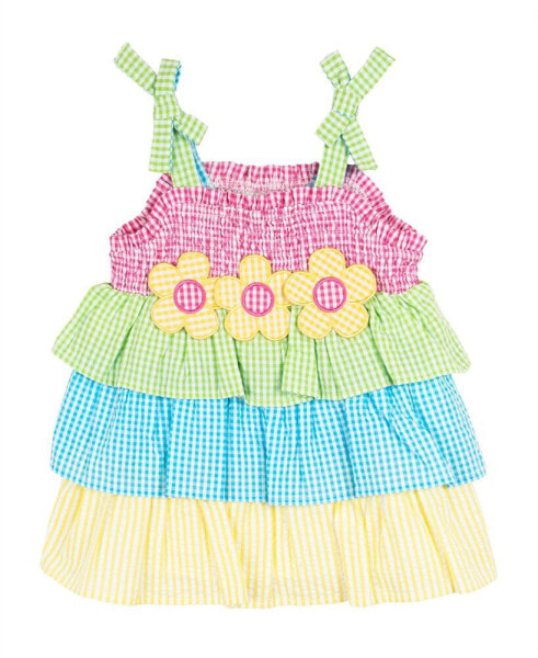 Baby Girl Color Blocking Seersucker Dress