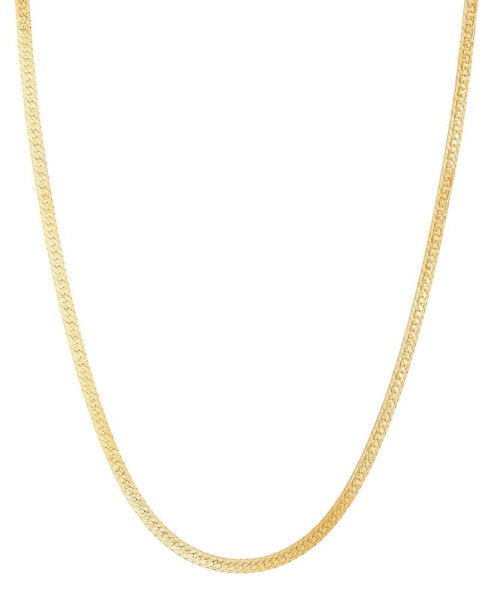 Italian Gold reversible Polished & Greek Key Herringbone Link Chain Necklace in 10k Gold, 16" + 2" extender