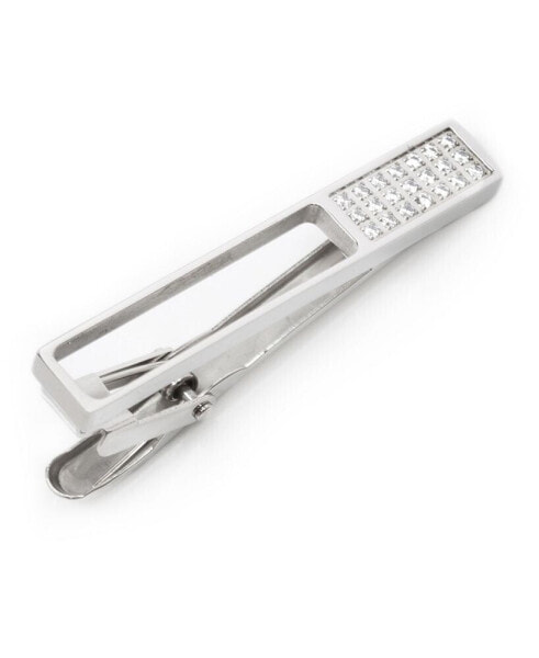 Men's Die Cut Crystal Stainless Steel Tie Clip