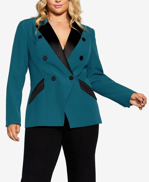 Plus Size Tuxe Luxe Padded Shoulder Jacket
