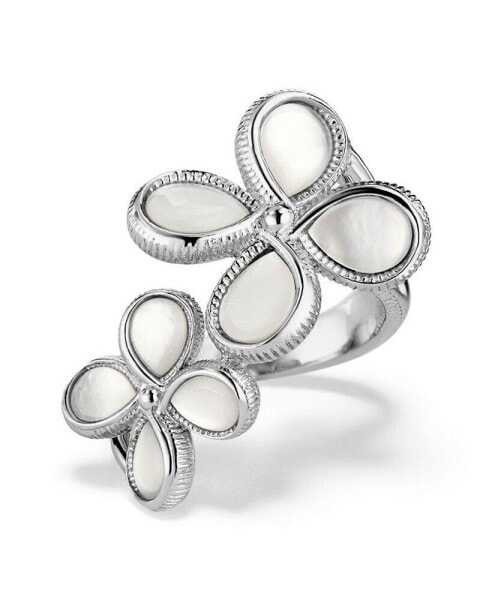 Jardin Double Flower Ring With Mother of Pearl