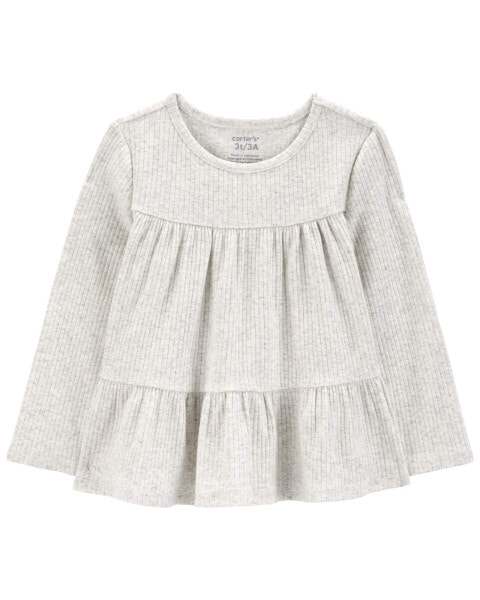 Toddler Tiered Long-Sleeve Ribbed Top 5T