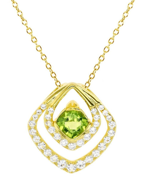 Peridot (1 ct. t.w.) & Lab-Grown White Sapphire (7/8 ct. t.w.) Geometric 18" Pendant Necklace in 14k Gold-Plated Sterling Silver