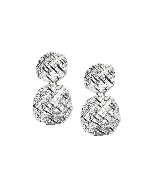 Women's Silver Dented Drop Earrings