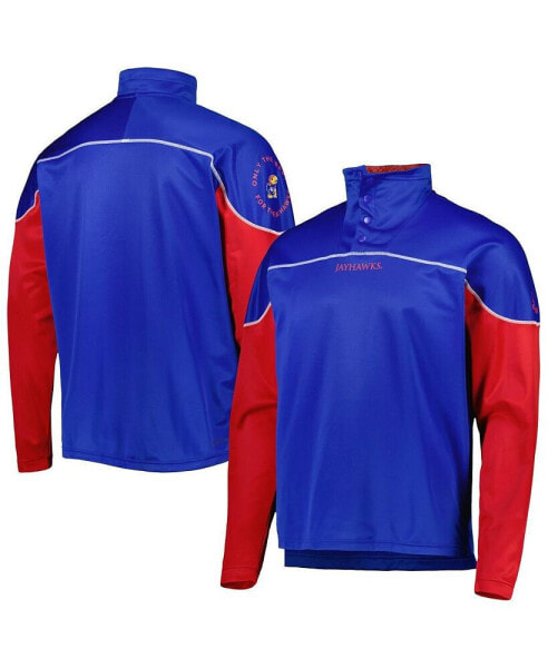 Men's Royal Kansas Jayhawks AEROREADY Knit Quarter-Snap Jacket