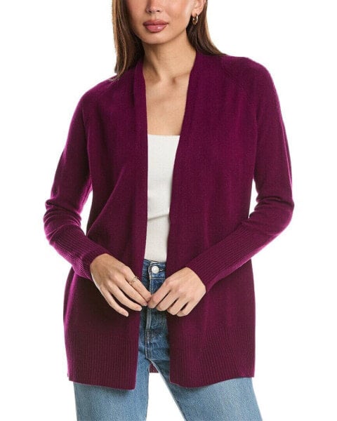 Forte Cashmere Rib Detail Cashmere Cardigan Women's