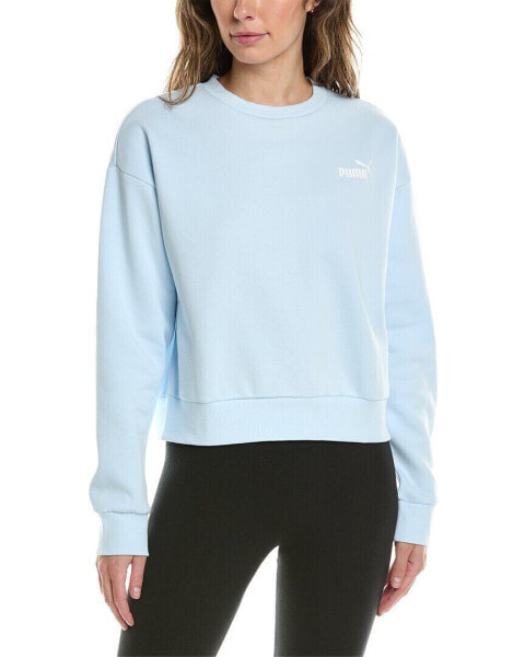 Puma Relaxed Logo Fleece Pullover Women's Blue S