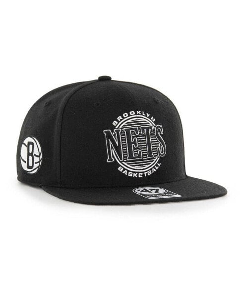 Бейсболка '47 Brand мужская черная Brooklyn Nets High Post Captain Snapback Hat