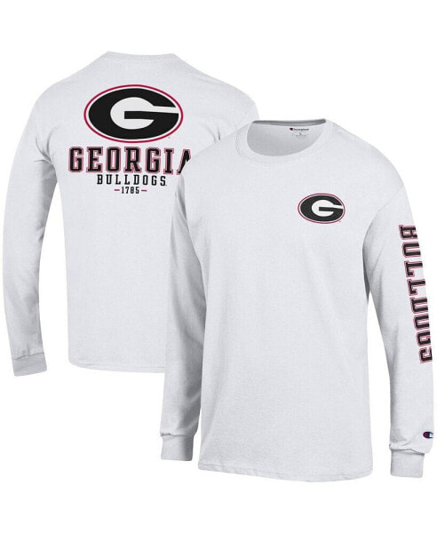 Men's White Georgia Bulldogs Team Stack Long Sleeve T-shirt