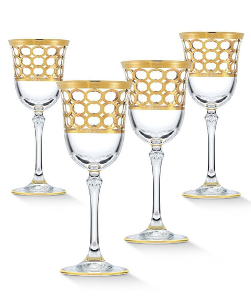 4 Piece Infinity Gold Ring Red Wine Goblet Set