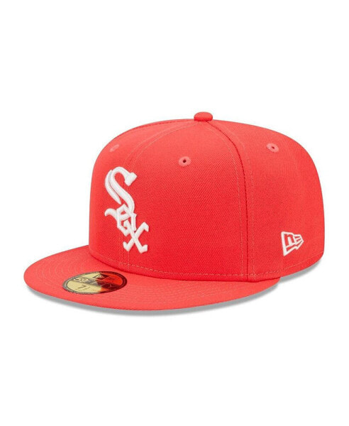 Men's Red Chicago White Sox Lava Highlighter Logo 59FIFTY Fitted Hat