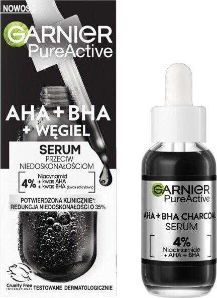 Garnier GARNIER_Pure Active serum przeciw niedoskonałościom AHA + BHA + Węgiel 30ml