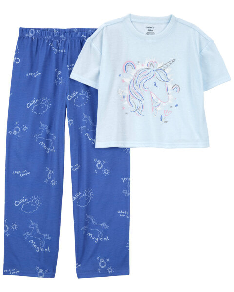 Kid 2-Piece Boxy Crop Unicorn Loose Fit Pajamas 10