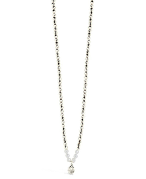 Silver-Tone or Gold-Tone Cultured Pearl And Shell Pendant Marjorie Necklace