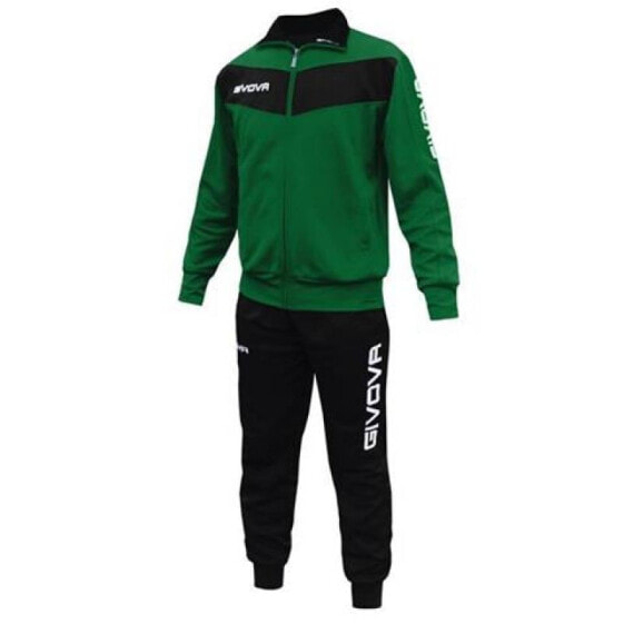 Мужской спортивный костюм черный зеленый Givova Visa TR018 1310 костюм