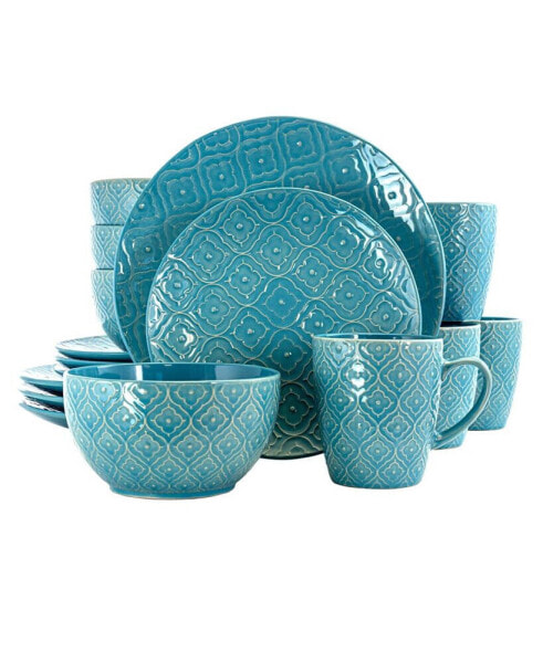 Sapphire 16 Piece Luxurious Stoneware Dinnerware, Service for 4