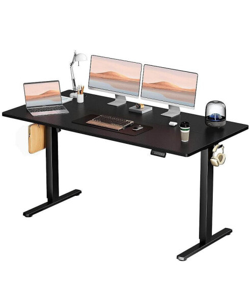 Electric Height Adjustable Standing Desk, Sit To Stand Ergonomic Computer Desk, Black, 63" X 24"