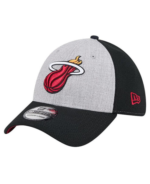 Men's Heather Gray/Black Miami Heat Two-Tone 39THIRTY Flex Hat