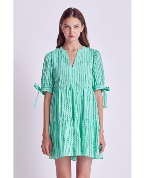 Women's Gingham Tiered Mini Dress