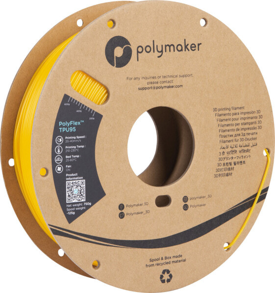 Polymaker PD01004 PolyFlex TPU-95A Filament TPU flexibel 1.75 mm 750 g Gelb 1 St.