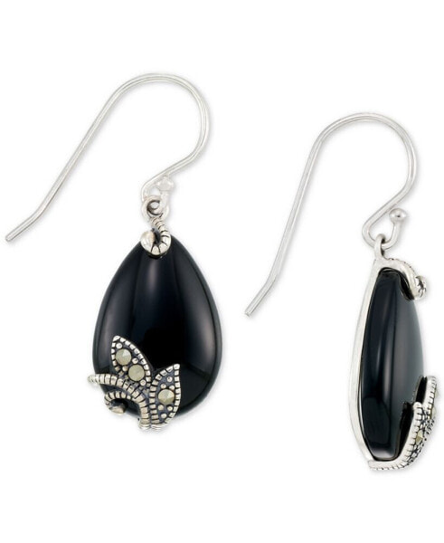 Серьги Macy's Onyx & Marcasite Tear