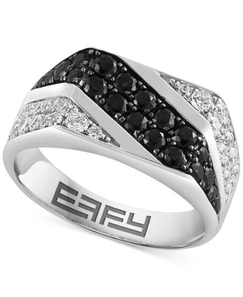 EFFY® Men's Black Spinel (1-5/8 ct. t.w.) & Zircon (1-1/5 ct. t.w.) Ring in Sterling Silver