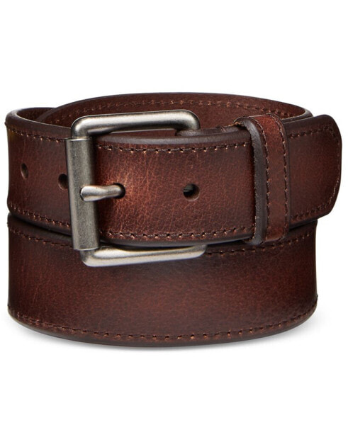 Men's Beveled-Edge Leather Belt