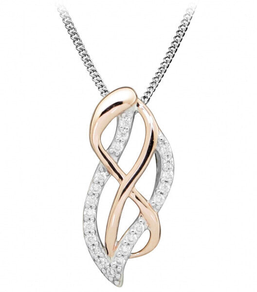 Elegant bicolor necklace with zircons SC433