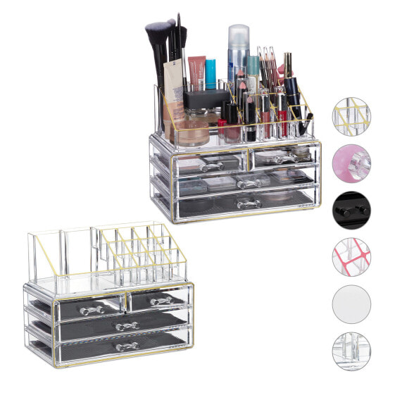 2 x Make Up Organizer transparent/gold