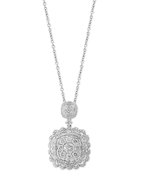 EFFY® Diamond Scalloped Edge Cluster 18" Pendant Necklace (1-1/5 ct. t.w.) in 14k White Gold