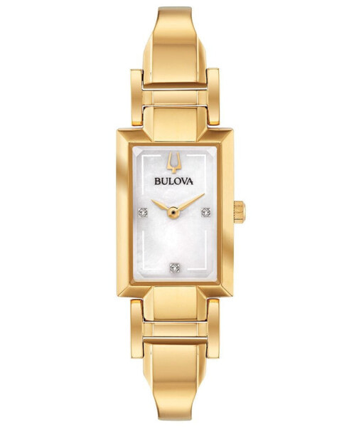 Women's Diamond-Accent Gold-Tone Stainless Steel Bangle Bracelet Watch 18x33mm