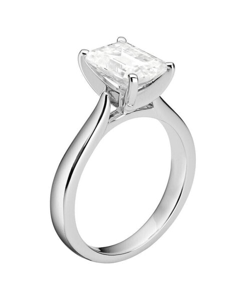 Moissanite Emerald Solitaire Ring 2-1/2 ct. t.w. Diamond Equivalent in 14k White Gold
