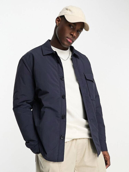 Selected Homme – Wattierte Arbeiterjacke in Marineblau