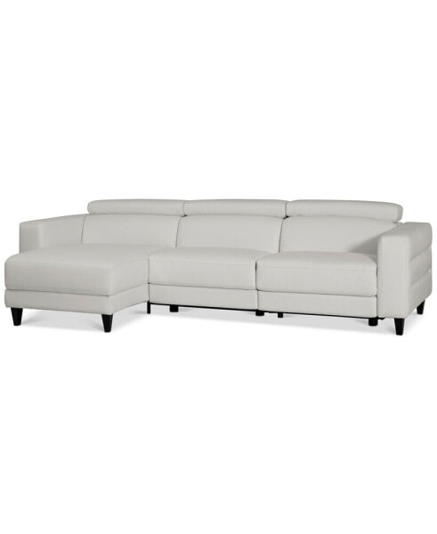 Silvanah 3-Pc. Leather Sectional with Storage Chaise and 2 Power Recliner, Created for Macy's