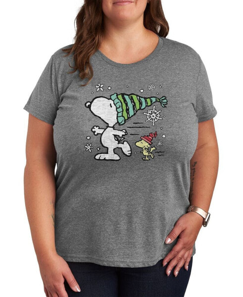 Plus Size Peanuts Skating Graphic T-shirt