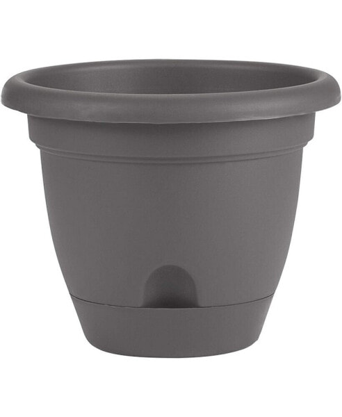 Lucca Self-Watering Planter with Saucer, Charcoal, 14 Inches