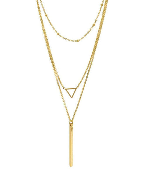 ADORNIA 15-17" Adjustable 14K Gold Plated Layered Pendant Necklace Set