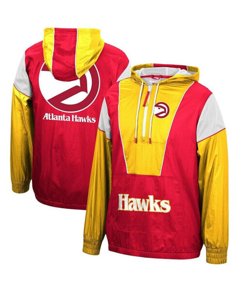 Men's Red, Yellow Atlanta Hawks Hardwood Classics Highlight Reel Windbreaker Half-Zip Hoodie Jacket