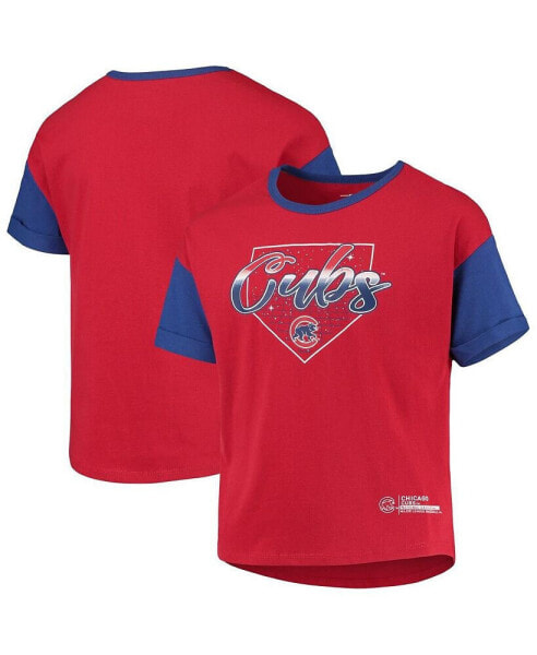 Big Girls Red Chicago Cubs Bleachers T-shirt