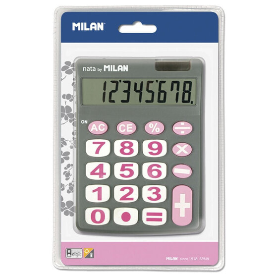 MILAN Blister Pack 8 Digit Calculator Large Keys Grey