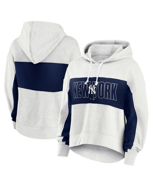 Women's Oatmeal New York Yankees Up for It Fleece Pullover Hoodie