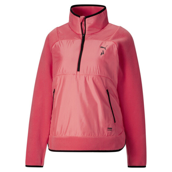 Puma Seasons Fleece Mock Neck Half Zip Sweatshirt Womens Pink 52258235