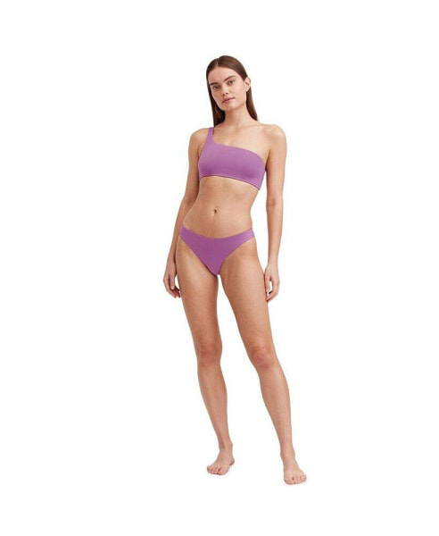 Plus Size Solid One Shoulder Bikini Swim Top