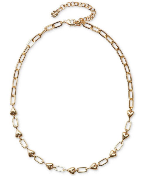 Gold-Tone Heart Link Collar Necklace, 15-3/4" + 3" extender