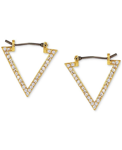 14k Gold Ion-Plated Pavé Triangle Hoop Earrings